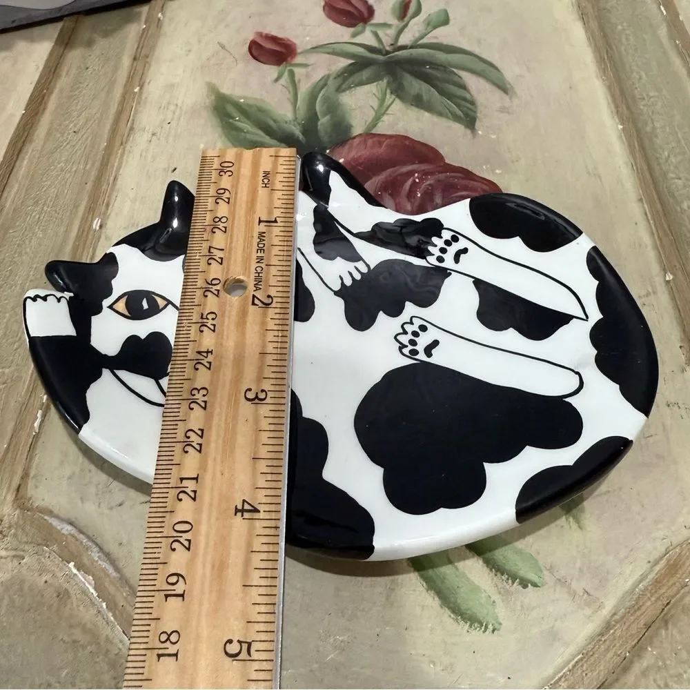 Cats by Nina Lyman Tuxedo Kitty Spoon Rest Trinket Dish